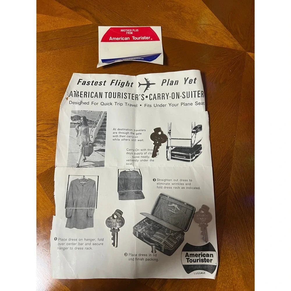 American Tourister Carry On Suiter Keys Manual Sticker‎ Lot Travel Vintage